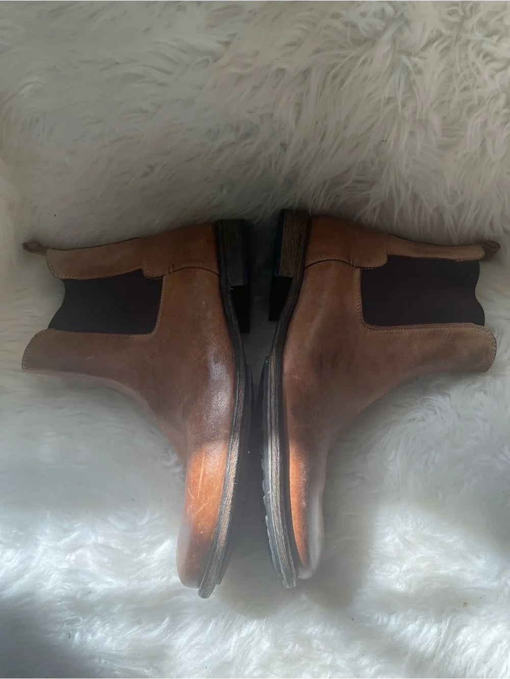GBX Men’s Chelsea Boots leather tan and Brown elastic sides slip on boots SZ10.5